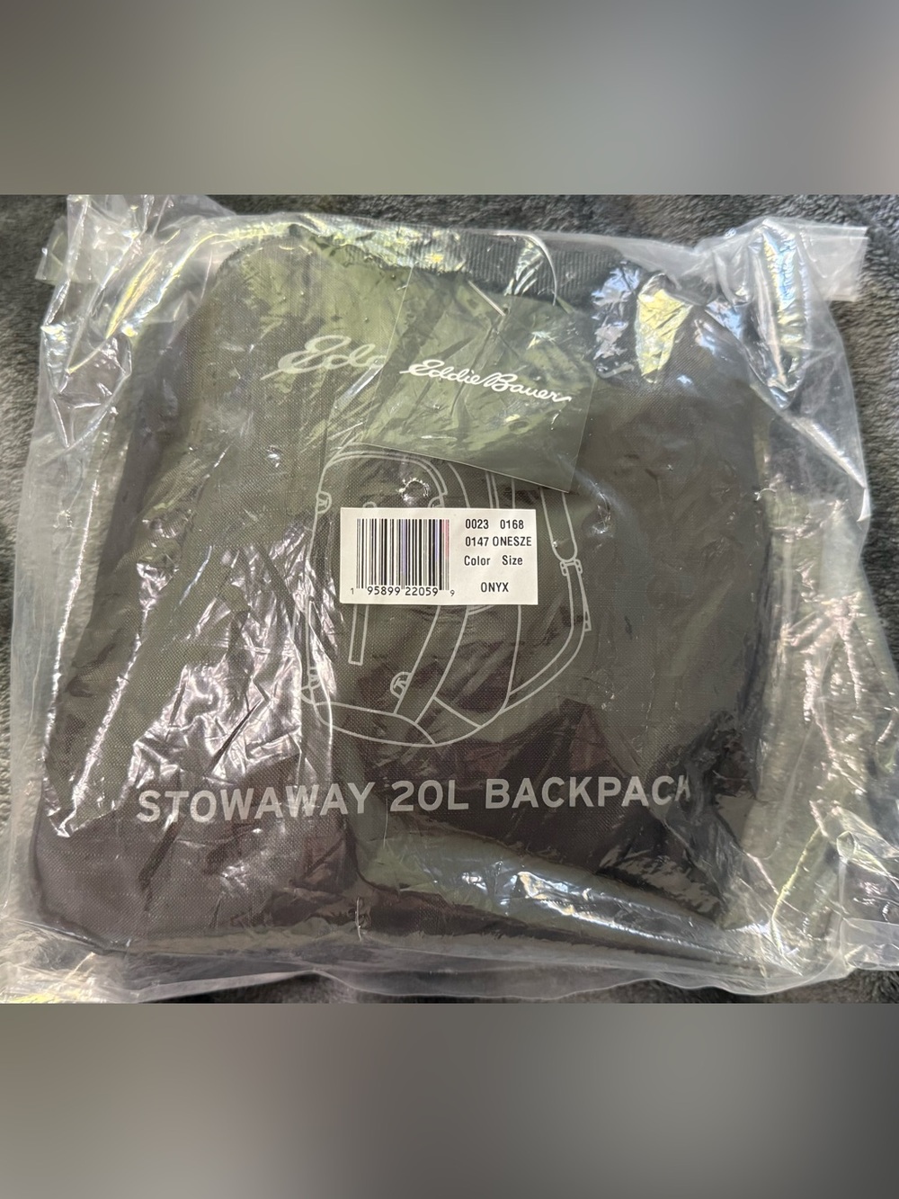 Eddie Bauer Stowaway 20L Backpack in Onyx NWT in bag